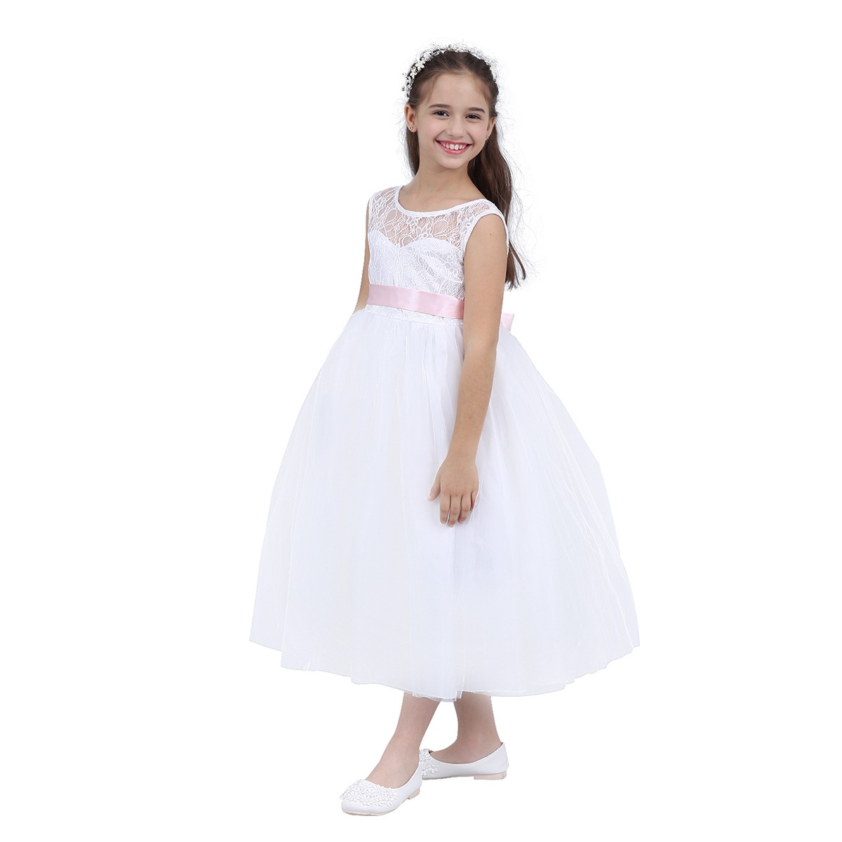 Kids Girls White Girls Dresses