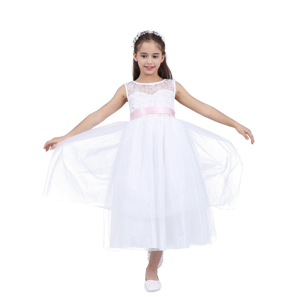 Kids Girls White Girls Dresses