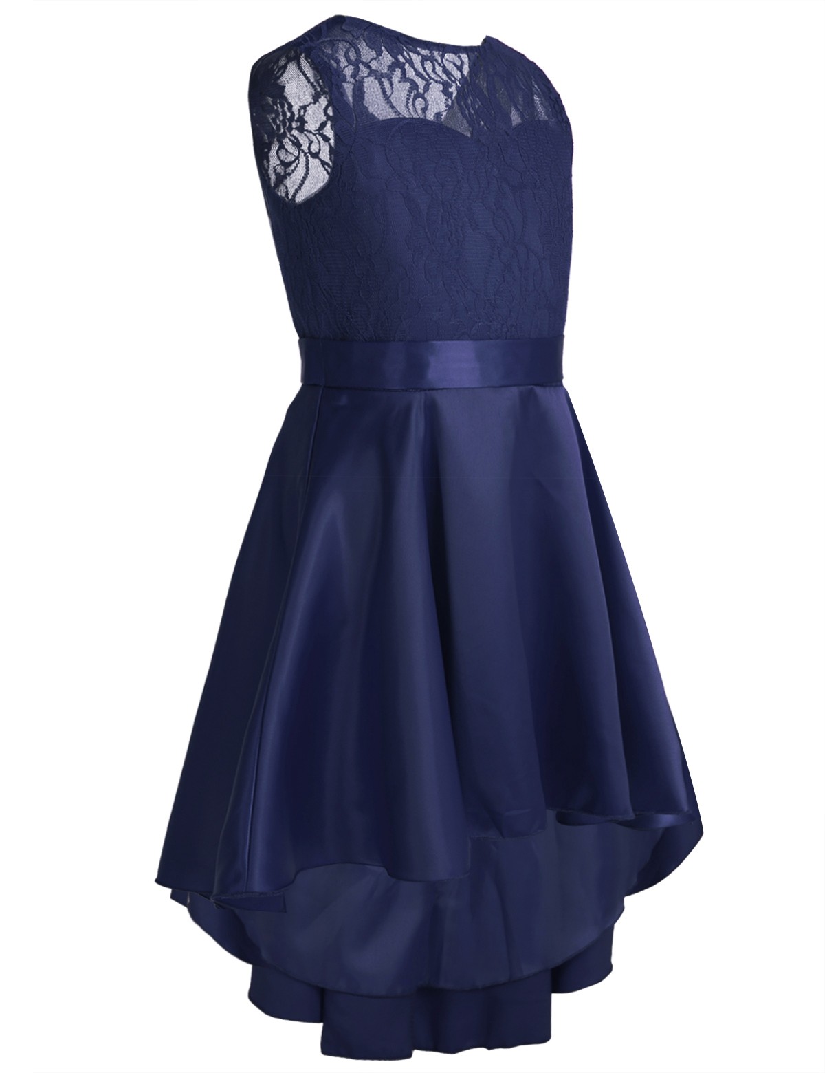 Navy Blue Lace Flower Girl Dress