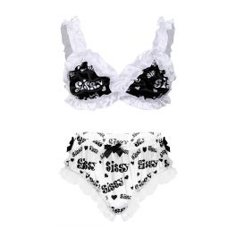 Men Pcs Sissy Lingerie Set Ruffle Bra And Briefs Outfits