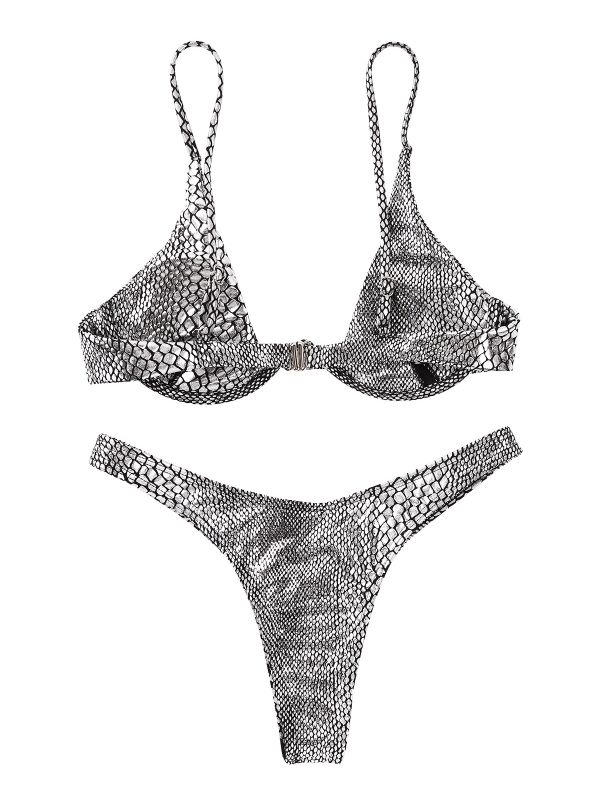Women Sexy Shiny Metallic Bikini Swimsuit Swimwear