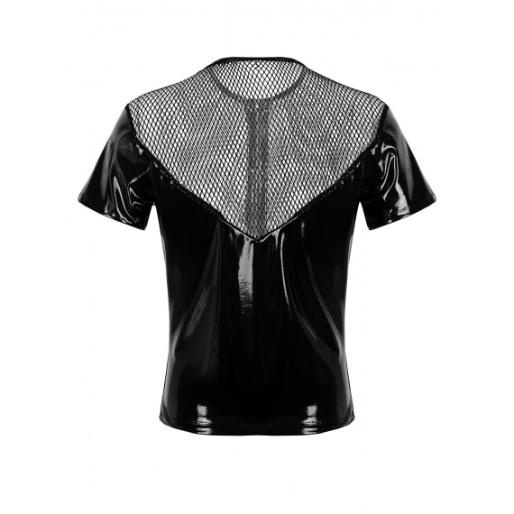 Mens Patent Leather T-shirt Tops