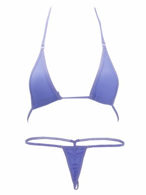 Women Sexy 2pcs Bikini Set Halter Neck Bra and T-back Briefs Swimwear