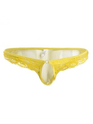 iEFiEL Mens Sissy Lace Mesh Briefs Bikini Underpants with Front Hole Underwear 