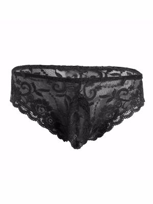 Men Sissy Lace Floral Bulge Pouch Low Rise Briefs
