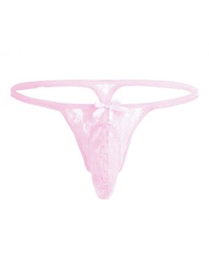 Men Sissy Lace Bulge Pouch Open Butt G-string Underwear