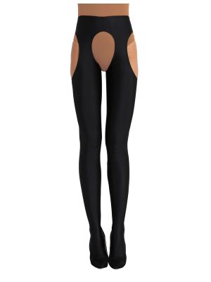 Women Hollow Out Open Crotch Long Stockings Stretchy Pantyhose Bodystockings