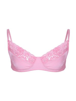 iEFiEL Men Sissy Pink Lingerie Bralette Smooth Fabric and Lace Wire-free Bra Top with Adjustable Shoulder Straps