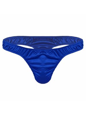 Men Soft Shiny Ruffled Low Rise Thong Underwear Panties