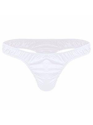 Men Soft Shiny Ruffled Low Rise Thong Underwear Panties