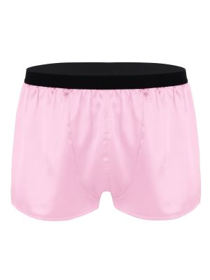 iEFiEL Pink Men Lightweight Shiny Boxer Shorts Panties Lounge Sports Short Pants