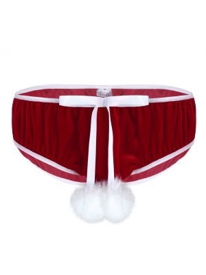 iEFiEL Men Velvet Christmas Holiday Briefs Lingerie Soft Stretchy Fancy Cosplay Boxer Shorts Underwear