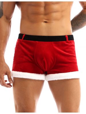iEFiEL Men Soft Velvet Santa Boxer Shorts Christmas Holiday Fancy Costume Underwear