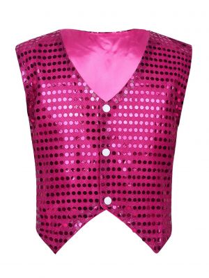 iEFiEL Kids Boys Glittery Sequined Vest Waistcoat Costume for Choir Jazz Dance Stage Performance