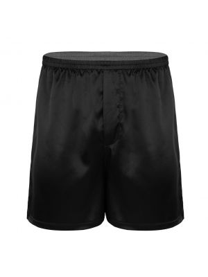 Men Satin Solid Color Loose Lounge Shorts Trunks