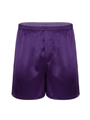 iEFiEL Men Satin Boxer Shorts Pajamas Solid Color Loose Lounge Shorts Trunks