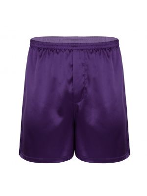Men Satin Solid Color Loose Lounge Shorts Trunks