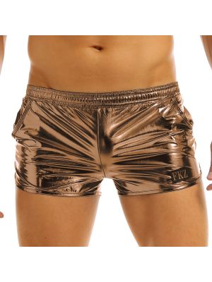Men Holographic Metallic Low Rise Boxer Shorts Underpants 