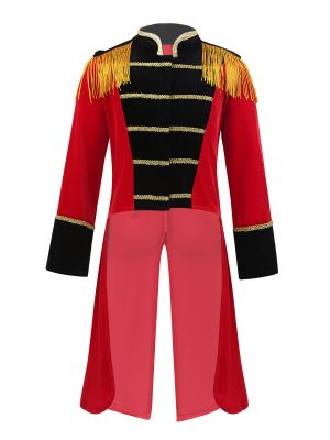 Kids Boys Long Sleeves Fringes Circus Ringmaster Costume Tailcoat