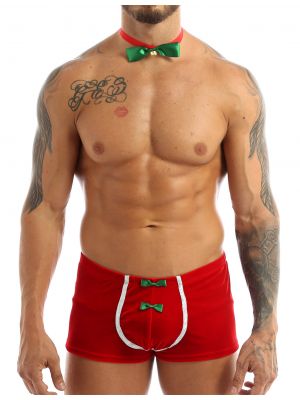 iEFiEL Mens Velvet Christmas Cosplay Costume Bulge Pouch Boxer Shorts Underwear with Bowtie