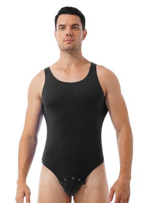 iEFiEL Herren Body Bodysuit Einteiler Lycra Overall Slim Fit Männerbody Stringer Unterhemd Unterwäsche mit langem Bein