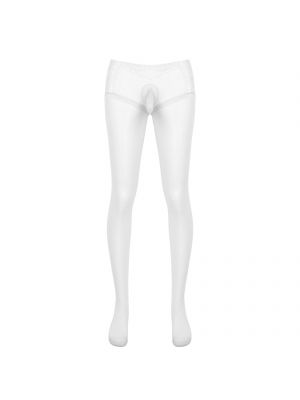iEFiEL White Men Skinny Stretchy Pantyhose Bulge Pouch See-through Lace Patchwork Tights Hosiery Sleepwear