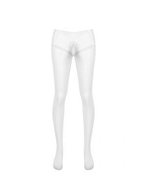 iEFiEL White Men Skinny Stretchy Pantyhose Bulge Pouch See-through Lace Patchwork Tights Hosiery Sleepwear