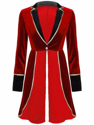 iEFiEL Women Velvet Swallow-Tailed Coat Halloween Costume Lapel Blazers Jacket Carnival Cosplay Party Costume