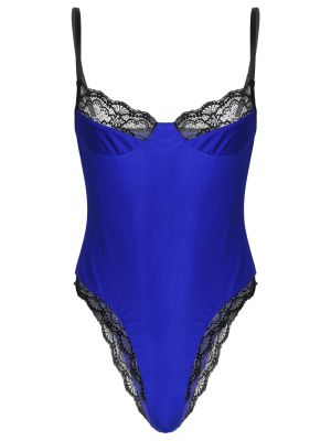 Men Sissy Sleeveless Lace Trimming Unlined Wireless Bra Bodysuit