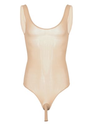 iEFiEL Nude Men Sissy Sleeveless Bodysuit See-Through Open Bulge Pouch Leotard Nightwear for Lingerie Night