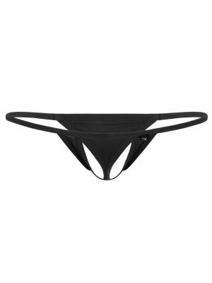 iEFiEL Mens Bulge Pouch Front Hole G-String Low Rise Elastic Waistband T-Back Thong Briefs
