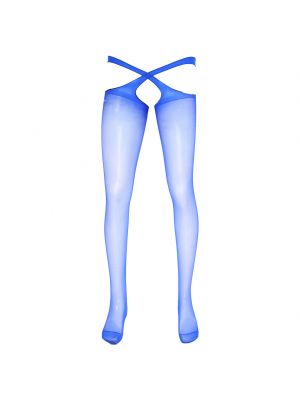 iEFiEL Mens Hollow Out Crotch Pantyhose Lingerie Thin Stretchy See-through Stockings Tights