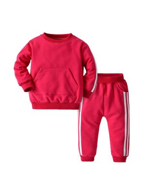 iEFiEL Hot Pink 2pcs Girls Autumn Warm Sport Suit Long Sleeve Sweatshirts Pants Trousers Set