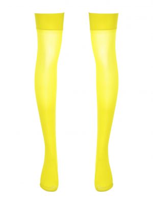 iEFiEL Mens Sissy Glossy See-through Stockings Thin Shiny Solid Color Stretchy Sheer Thigh High Socks
