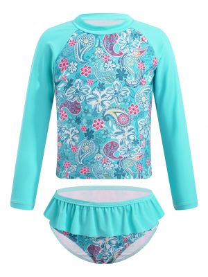 iEFiEL Big Little Girls Tankini Fish Scales Printed Swimsuit Crew Neck Stretchy Tops with Bottoms Rashguard Bathing Suit 