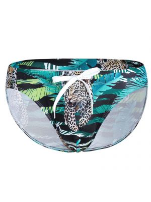iEFiEL Cheetah Men Swim Briefs Sexy Bikini Flowers Print Swimwear
