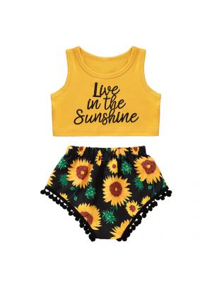 iEFiEL Toddler Baby Girls Summer Outfit Sleeveless Crop Vest Top with Flowers Print Shorts
