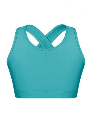 iEFiEL Kids Girls Pure Color Sleeveless Tops U Neck Keyhole Back Running Gym Yoga Sport Bra Top