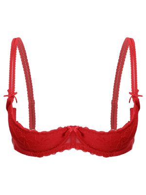 Women 1/2 Cup Push Up Underwire Lace Bra Adjustable Strap Sponge Padded Brassiere