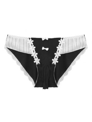 iEFiEL Mens Sissy Cotton Embroidery Lace Trim Briefs Bulge Pouch Elastic Waistband Underpants
