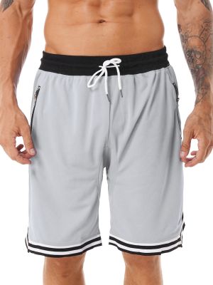 iEFiEL Mens Basketball Sweatpants Casual Zipper Pocket Elastic Waistband Shorts