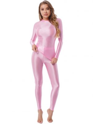 Women Glossy Stretchy Long Sleeve Slim Fit T-shirt and Leggings Sport Yoga Set