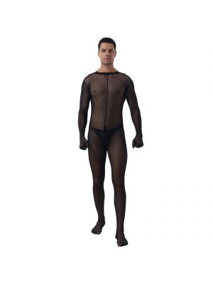 iEFiEL Men Sexy Stretchy Bodystocking See-through Mesh Bodysuit for Lingerie Night