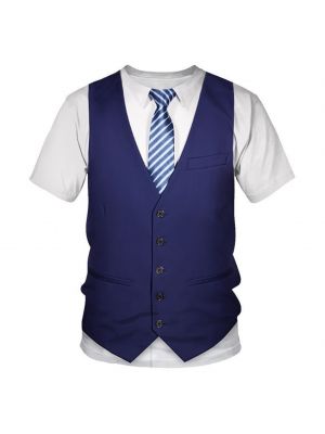 iEFiEL Mens Tuxedo Bow Tie T-Shirt 3D Printed Short Sleeve Fake Suit Vest T-Shirt 