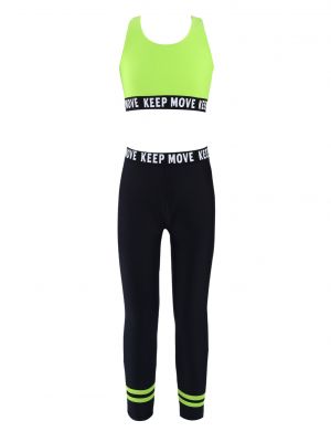 iEFiEL Big Girls Sport Suit Back Cross Straps Crop Vest with Pants Outfit Set Sportswear for Hiking Yoga Dance