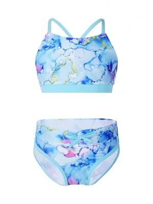 iEFiEL Kids Little Girls Geometric Patterns Prints Swimsuit Cute Two Piece Bikini Set Beachwear Bathing Suit