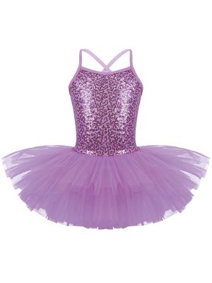 YiZYiF Girls Kids Ballerina Sequined Camisole Lyrical Dress Asymmetric Leotard Skirt Dancing Costumes 