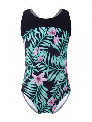 iEFiEL Girls One-Piece Print Swimsuit Sleeveless Backless Criss-Cross Bathing Suit