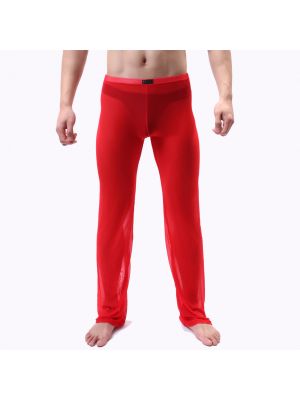Mens See-though Mesh Ultra-thin Solid Color Lingerie Leggings