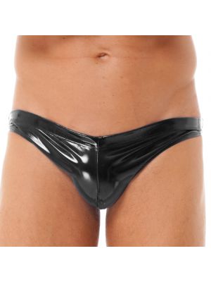 iEFiEL Mens Glossy Low Rise Briefs Underwear Patent Leather Elastic Waistband Underpants Dancing Costume